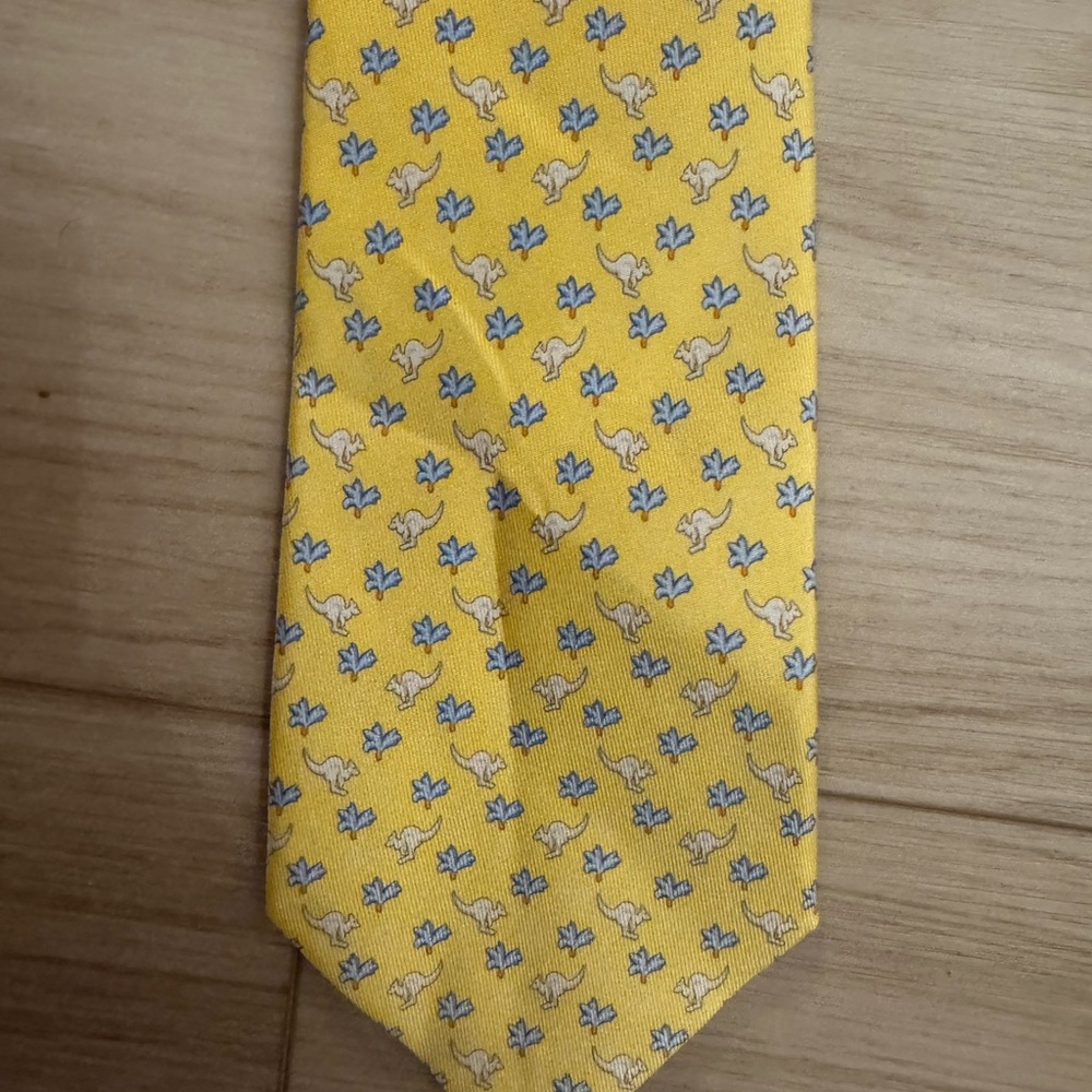 Salvatore Ferragamo Yellow and Blue Patterned Tie